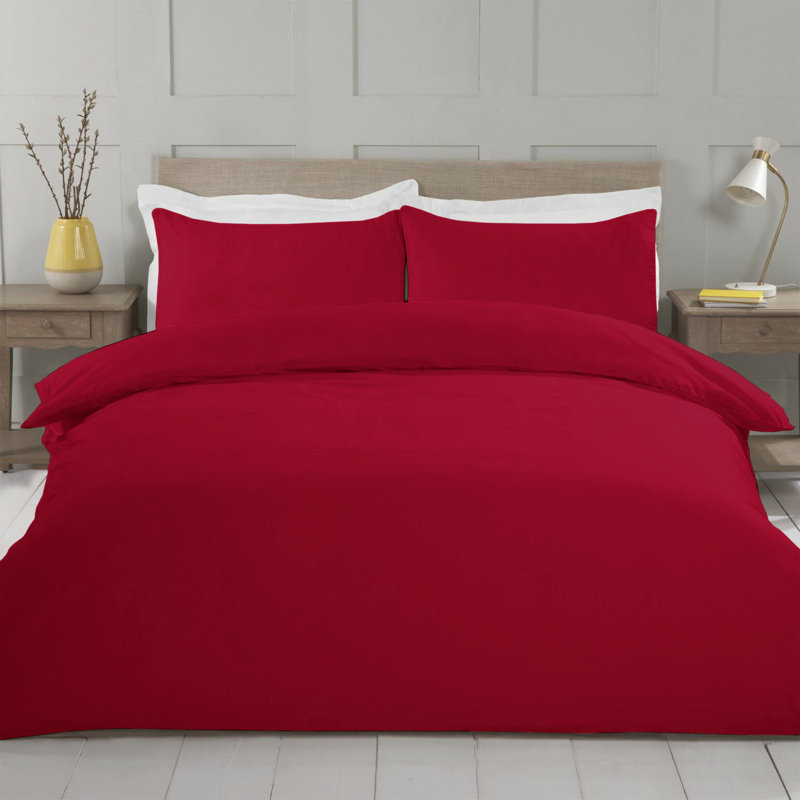 Microfiber No Pattern Duvet Cover Set with Pillowcases, Burgundy, Single Duvet Cover Set + 3 Additional Pieces