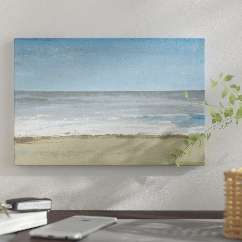 « beach marching day ii », reproduction sur toile, H 26 po x l 40 po x P 1,5 po, Toile tendue, Pas de tapis