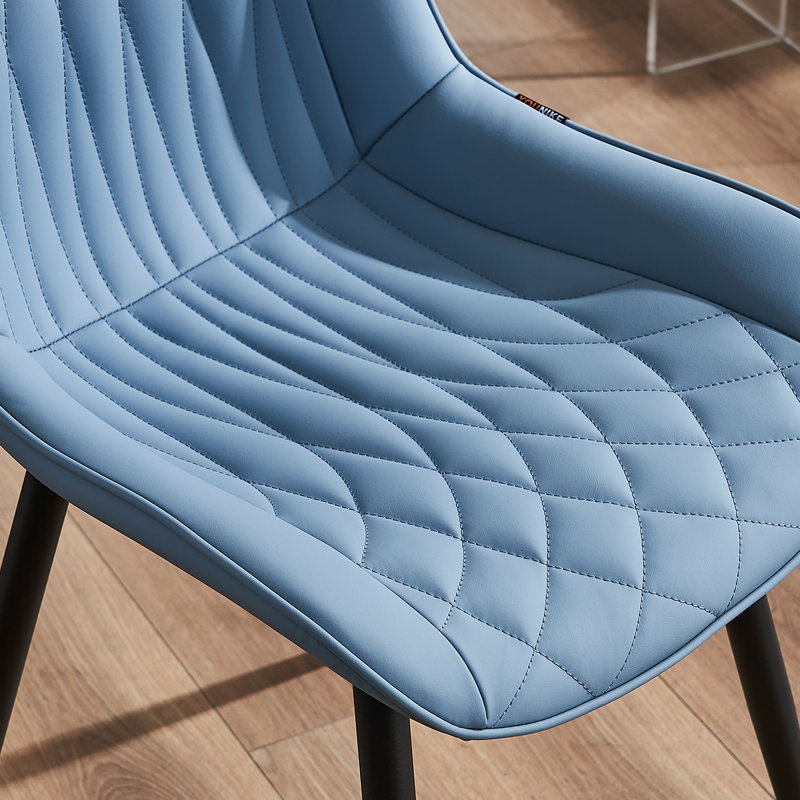 Modern Dining Chairs Faux Leather Upholstered Kitchen Chairs Side Chair With Metal Legs, Blue