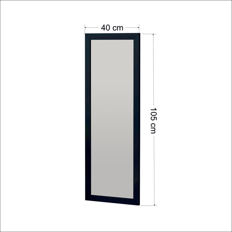 Élégant miroir mural noir de 15,7 po x 41,3 po x 0,8 po | 100% panneau de fibres à densité moyenne et verre écologique Fllot-E | Design moderne, fixation murale facile | Parfait pour la décoration intérieure, le vestibule, le salon et la salle de bain