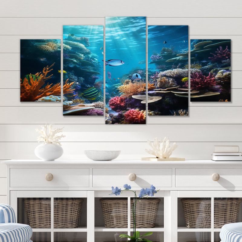 Ensemble de 5 décorations murales Coral Seascape III