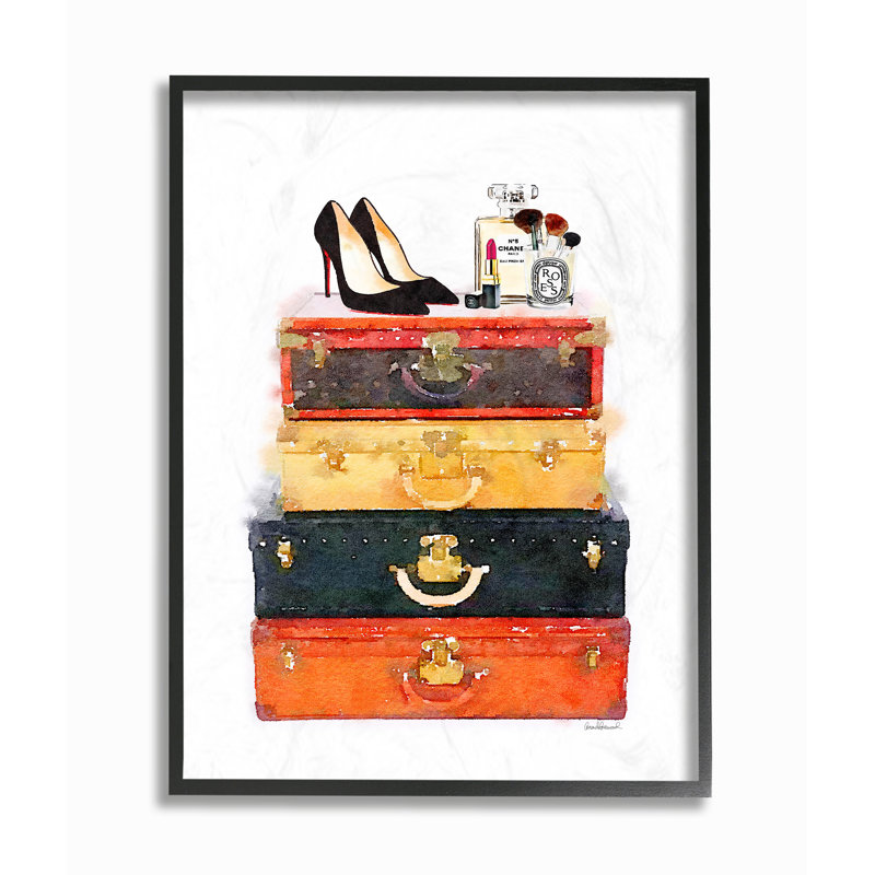 « bagage de la cheminée et maquillage », impression, H 20 po x l 16 po x P 1,5 po, Giclée encadrée noir minuit