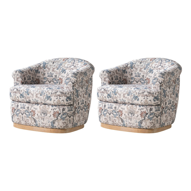 Fauteuil demi-tonneau pivotant Volk 31,25 po Volk, Damask