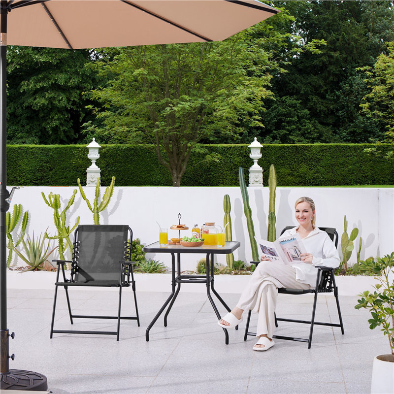 Parral Folding Patio Dining Armchair, Dark Grey