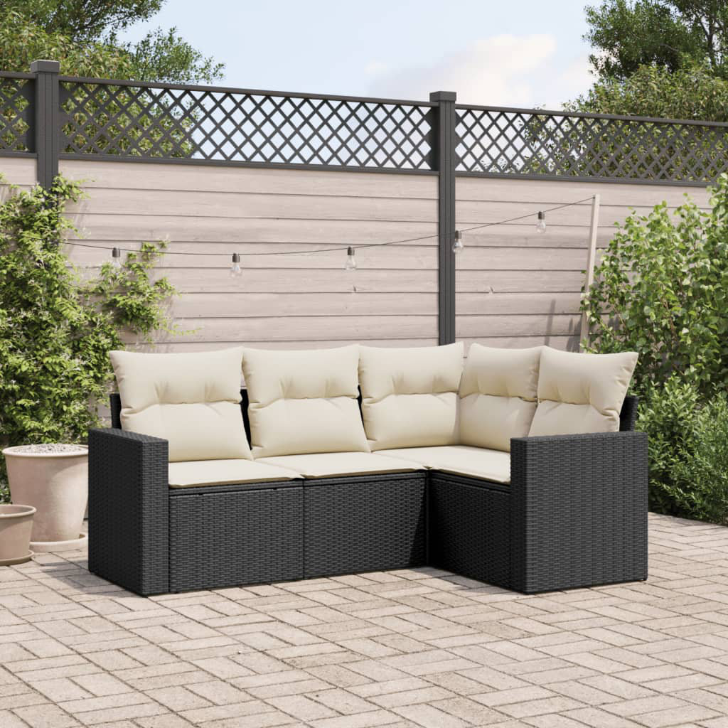 Vidaxl 4-Tlg. Garten-Sofagarnitur Mit Kissen Beige Poly Rattan 5