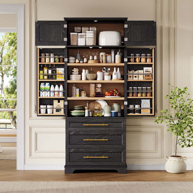 Grands armoires de garde-manger avec rangement, armoire de ferme en bois MDF pour la cuisine