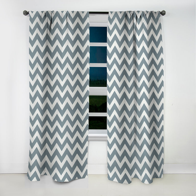 Chevron contemporain blanc et gris - Rideau à chevrons - Rideau occultant à chevrons - 1 panneau, L 52 po x L 120 po