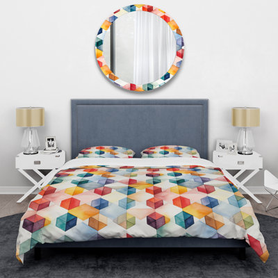 Watercolor Pastel Color Cubic Geometric Geometric Shapes Duvet Cover