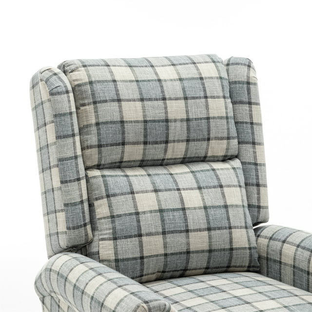 Fauteuil inclinable pivotant Jaq, Lin à carreaux vert