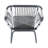 2pcs Rope And Steel Club Chairs, Gray White, Cross Stitch Detail, Water Cushions Chairs - Outdoor Chairs. Woven Steel. Cushion Fabric. 28.95in D X 27.44in W 32.59in H. Assembly Required