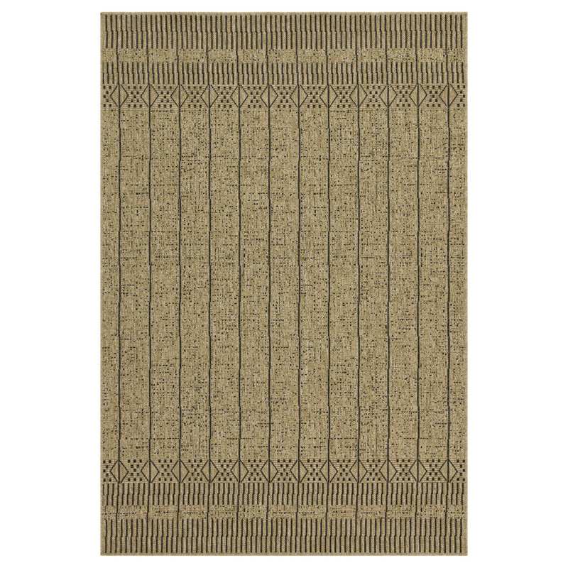 Earth GC_NTL1008 Jute/Black 5 ft. 3 in. x 7 ft. 3 in. Indoor/Outdoor Area Rug, Rectangle 5'3" x 7'3", Natural/Black