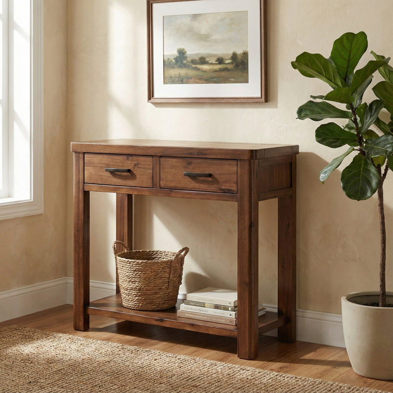 Oruada 90cm Solid Wood Console Table, Dark Brown