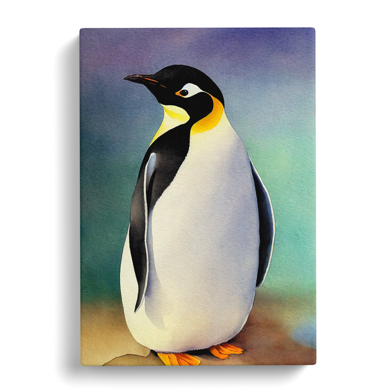 XC1022-3494X Penguin In Watercolour No.4 - Wrapped Canvas Print, 50cm H x 35cm W x 2cm D