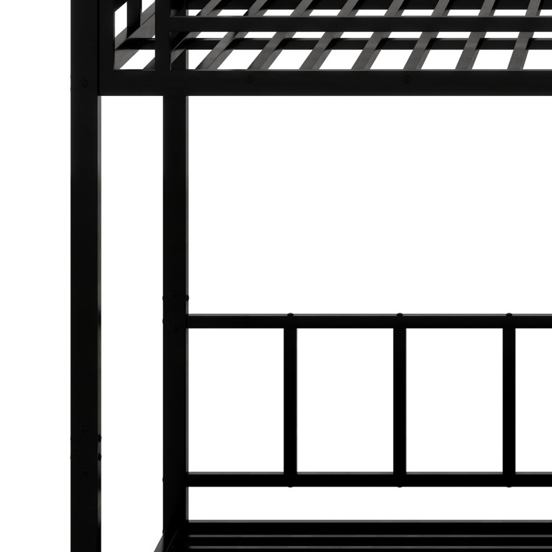 Metal Triple Bunk Bed With Safety Guardrails