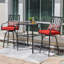 Ensemble de bar extérieur pivotant en métal 3 pièces avec trou pour parasol et coussins rembourrés 