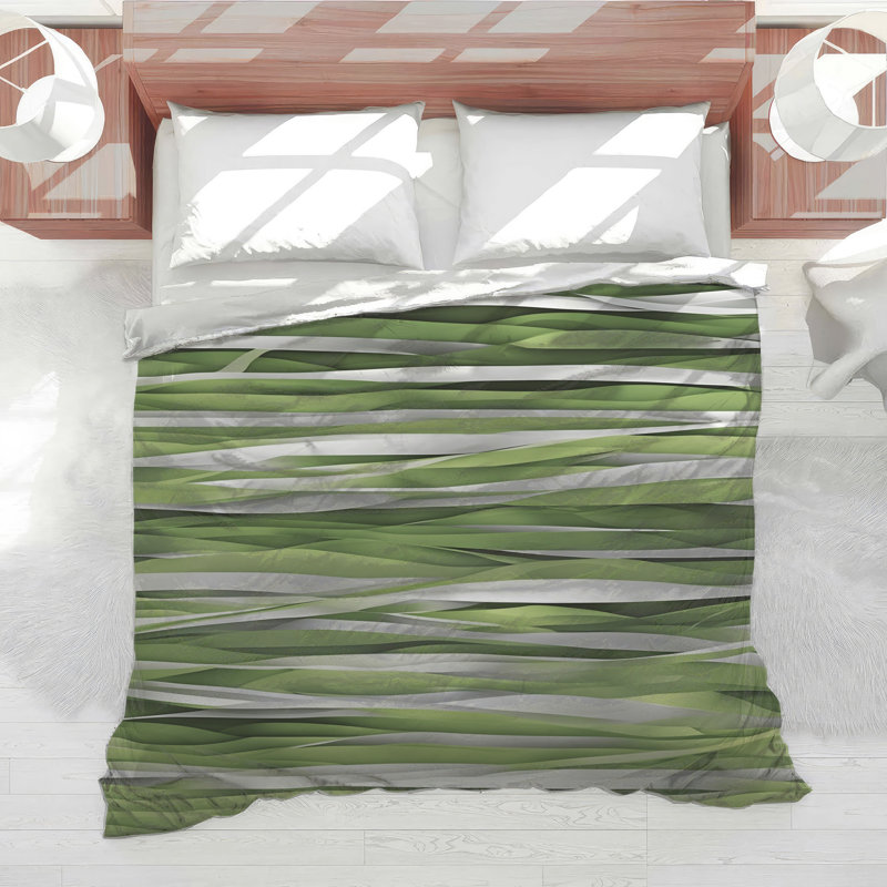 Green White Waves Comforter, Twin Extra Long