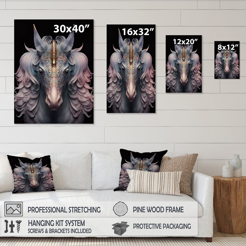 «Beautiful Portrait of a Unicorn III», reproduction sur toile, H 20 po x l 12 po x P 1 po, Toile tendue