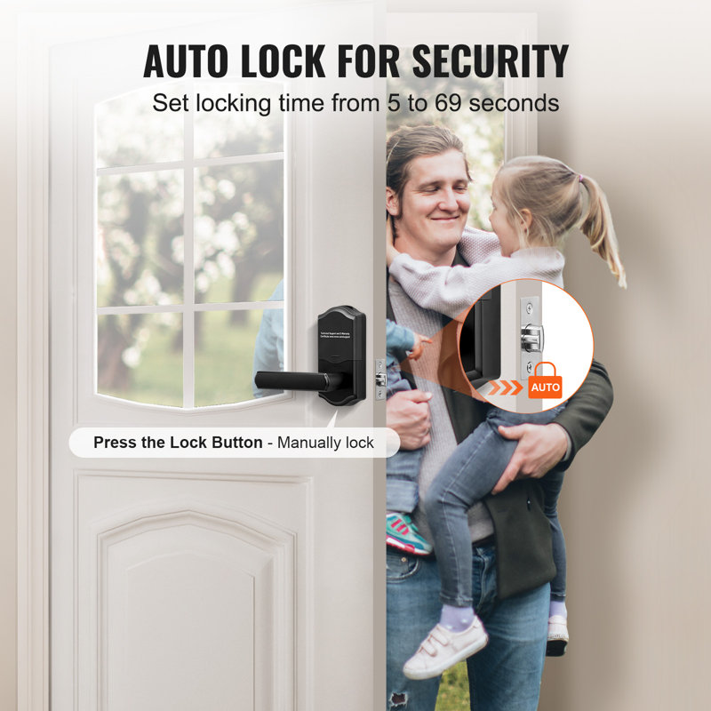 Matte Black Keyless Entry Door Lock with Handle