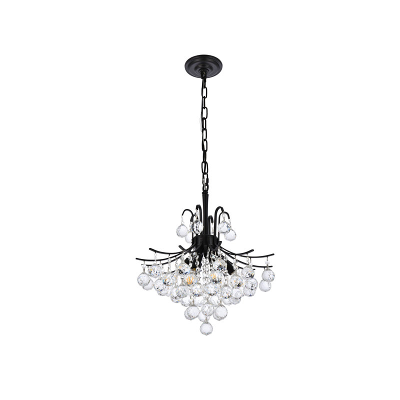 Lustre empire en cristal 6 lumières Stoller, Coupe royale, Noir