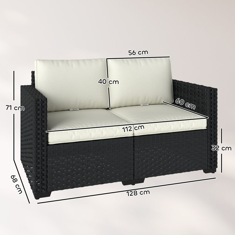 128cm Wide Straight Steel Loveseat