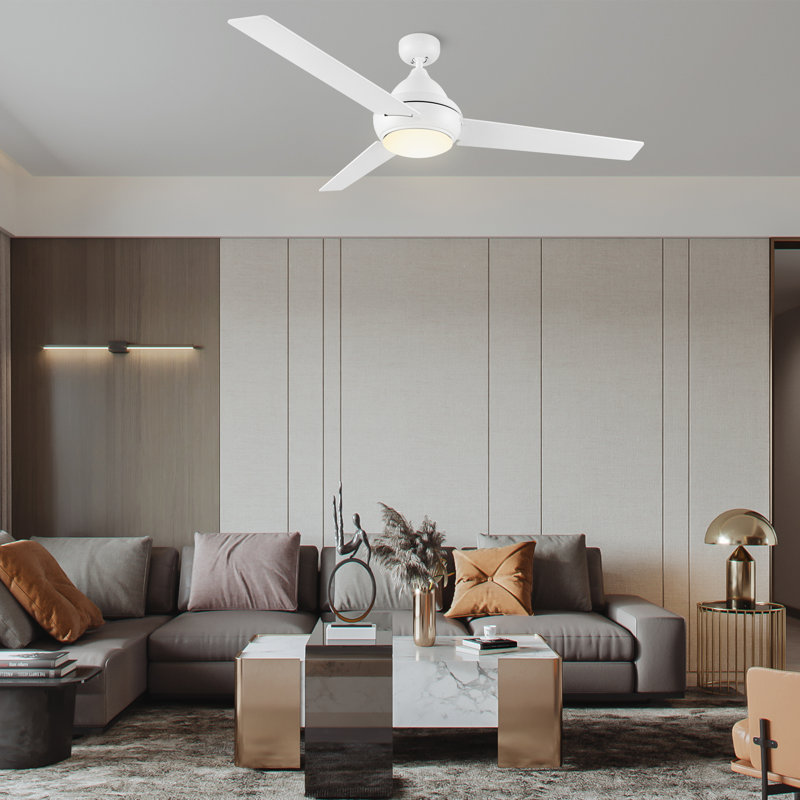 Kylier 52'' Ceiling Fan with LED Lights, White