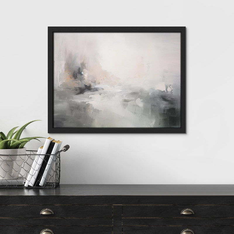 «Ethereal Mist Abstract Neutral Tone» sur papier, Noir, H 12 po x l 16 po