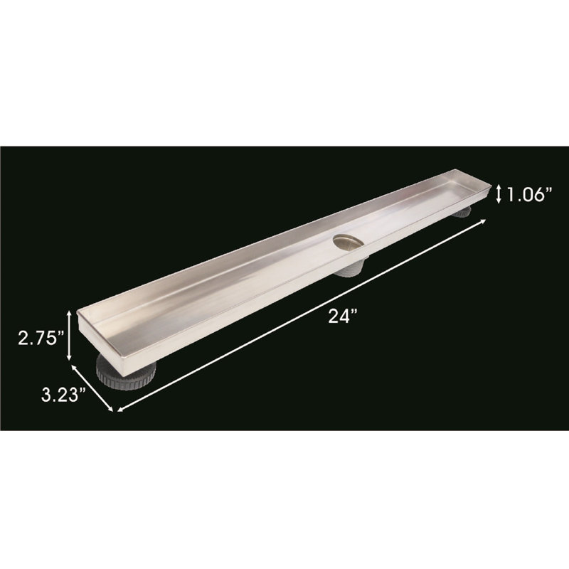 Drain de douche 24 "avec grille linéaire, Noir mat