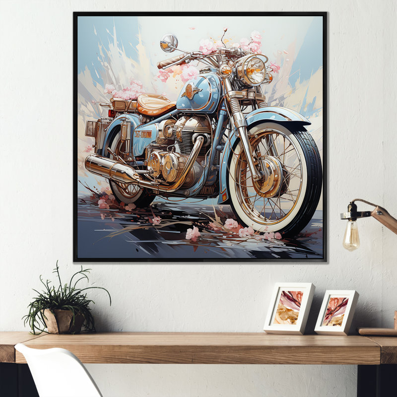 Motocyclette la liberté attend sur toile, H 30 po x l 30 po x P 1 po, Cadre flottant noir