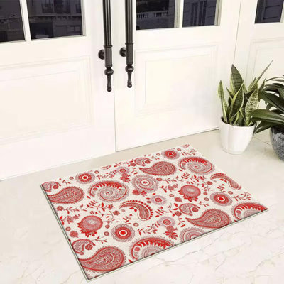 Tapis à motif cachemire, doux et léger, adapté à toutes les saisons, facile à entretenir et facile à nettoyer, tapis de tapis lavable à la machine, convient au salon, à la chambre à coucher, au couloir, au balcon, au patio, au décor de la pièce, au décor extérieur