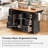 56 Inch Kitchen Island With Rubber Wood Veneer Drop Leaf, Power Outlet, 4 Door Shelves, Embossed Vertical Stripe Rolling Kitchen Cart On 4 Wheels With 6 Deep Drawers For Kitchen, Dining Room-1626415559