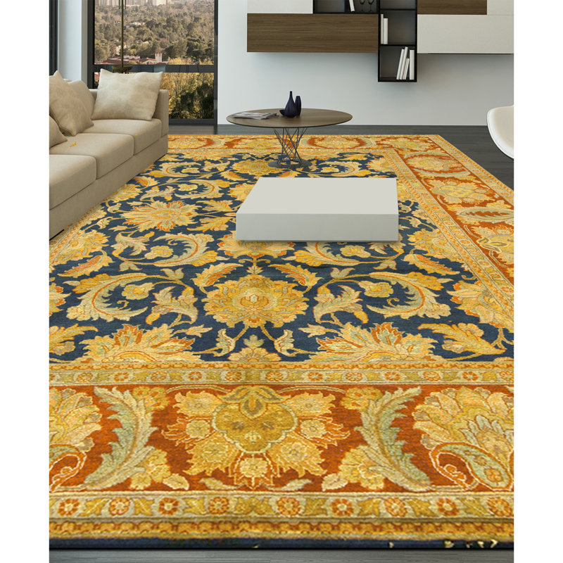 Tapis rectangulaire en laine noué à la main