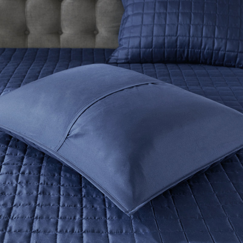 8 Piece Comforter And Quilt Set Collection Navy King/Cal King