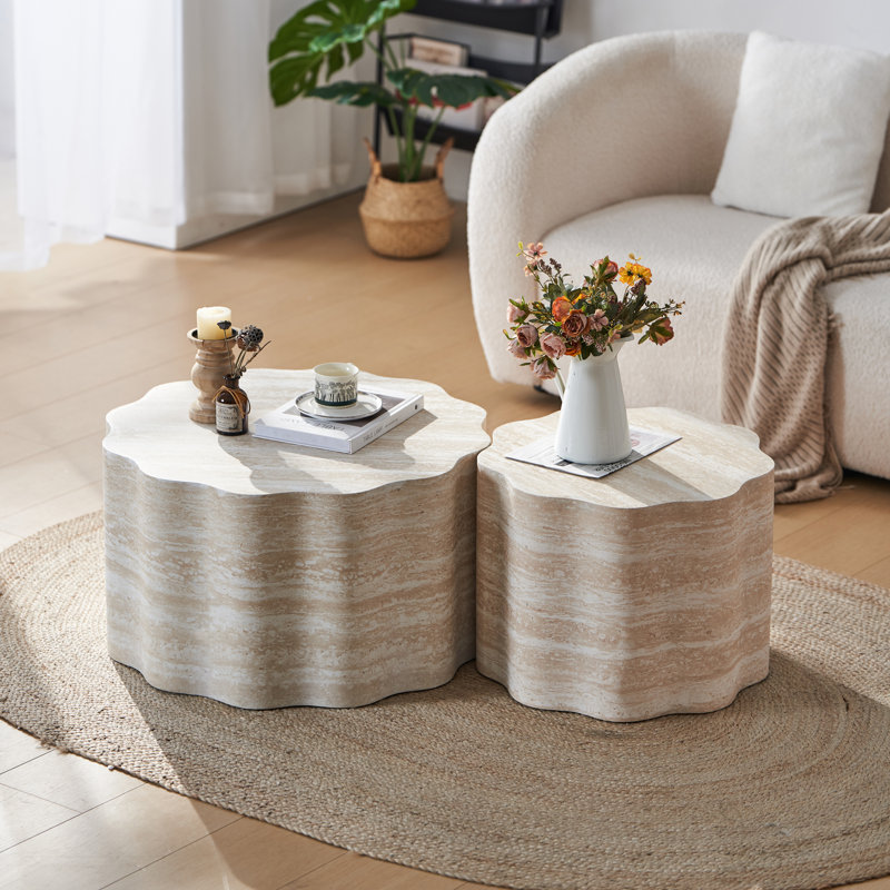 Tables d'appoint rondes pour le salon, table d'appoint de table d'appoint moderne à motif de faux Mars
