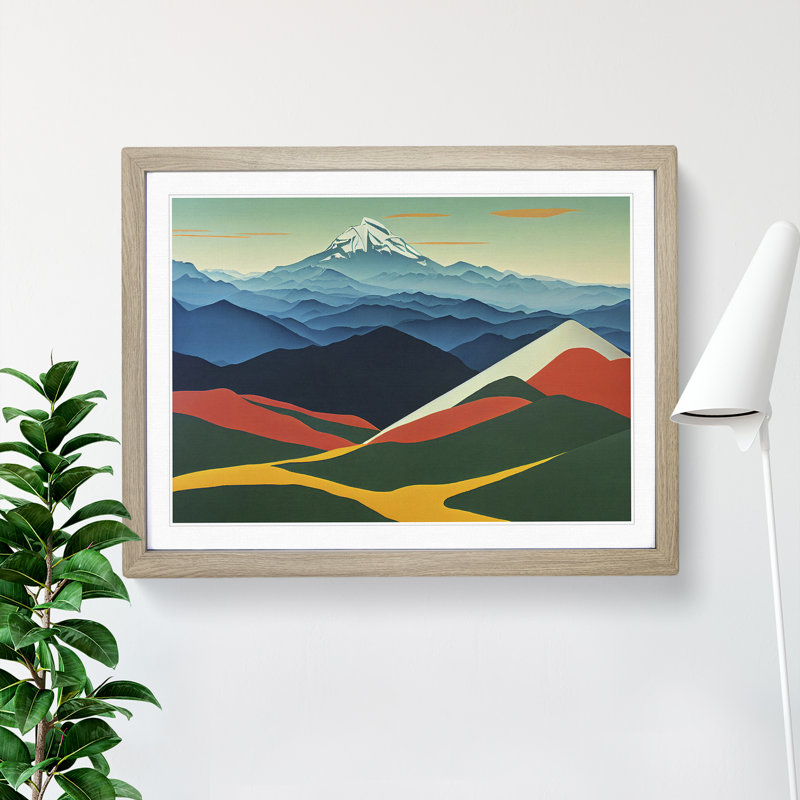 Bold Mountain Landscape - Single Picture Frame Print, 34cm H x 46cm W x 2cm D, Oak Framed
