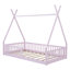 Lit simple avec clôture rose - Bois de pin massif pour une élégance stable-1499615666