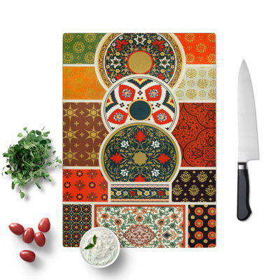 Glass indo-Persian Themed Patterns by Albert Racinet Chopping Board