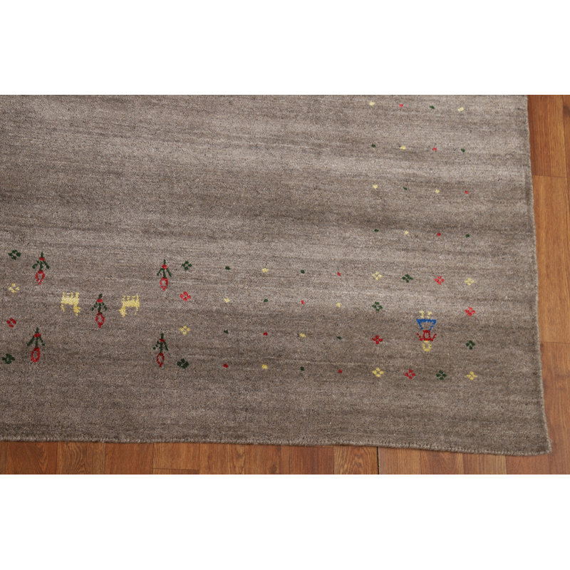 Tapis brun brun à motif tribal Gabbeh