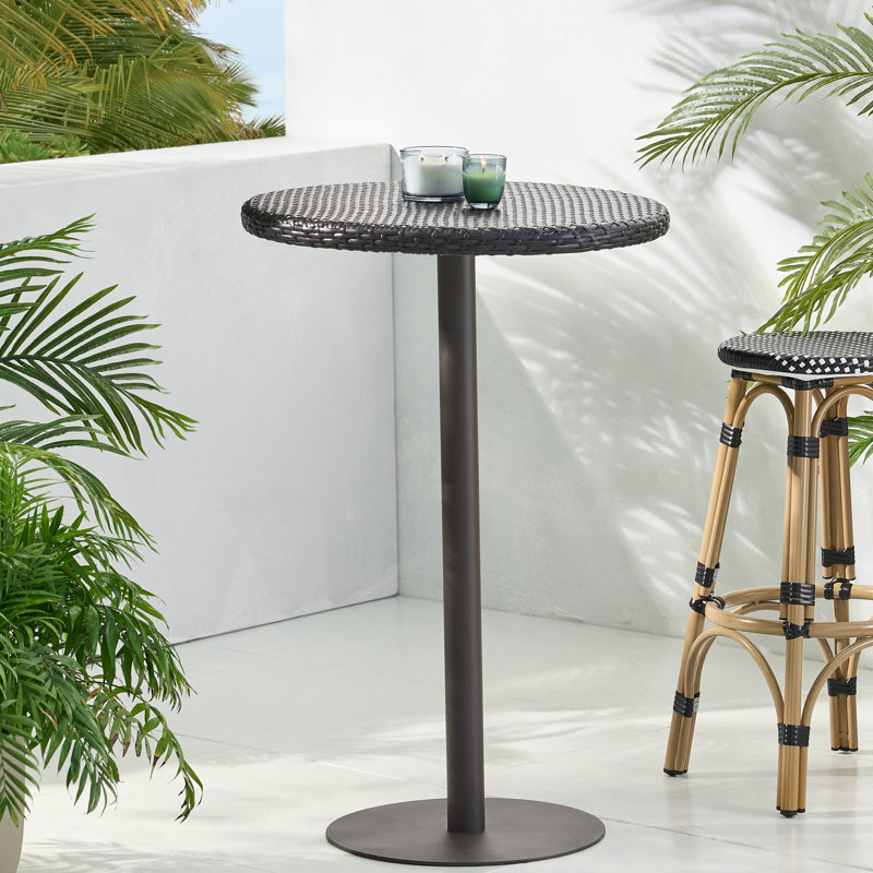 Erastus Round Metal Outdoor Bar Table , 26'' in. W 26'' in. D