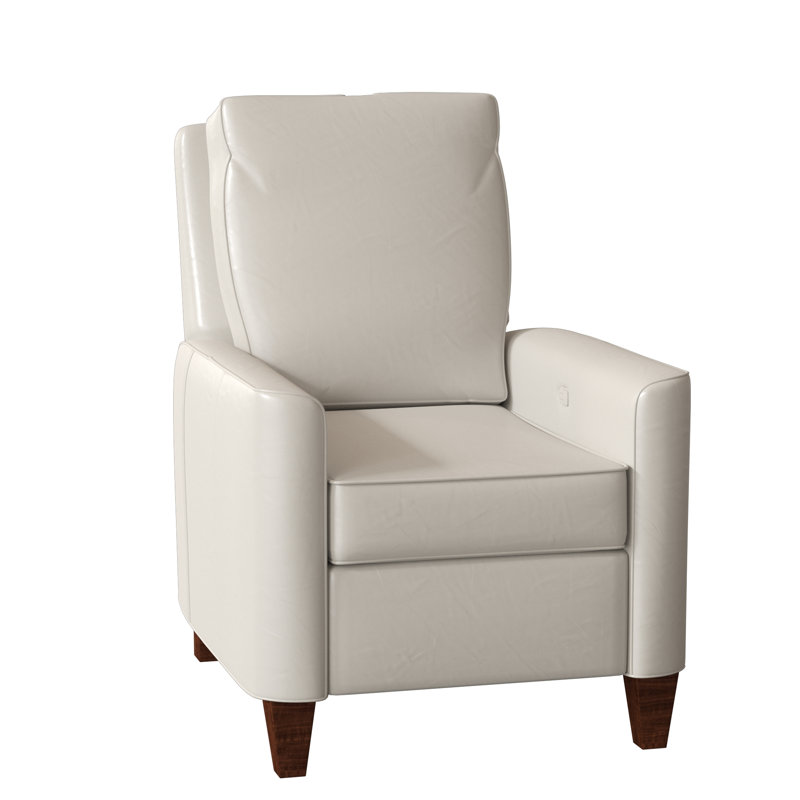 Yorba Leather Armchair, Mahogany, Power Button, Milestone White Genuine Leather