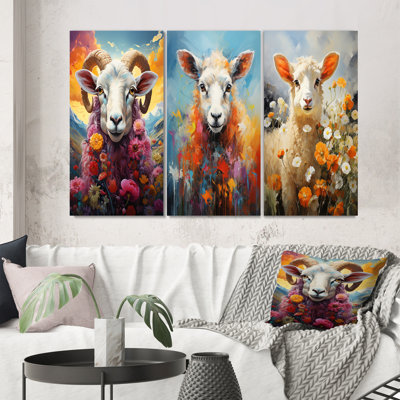 «Pink Sheep Enchanted Ewes», 3 pièces