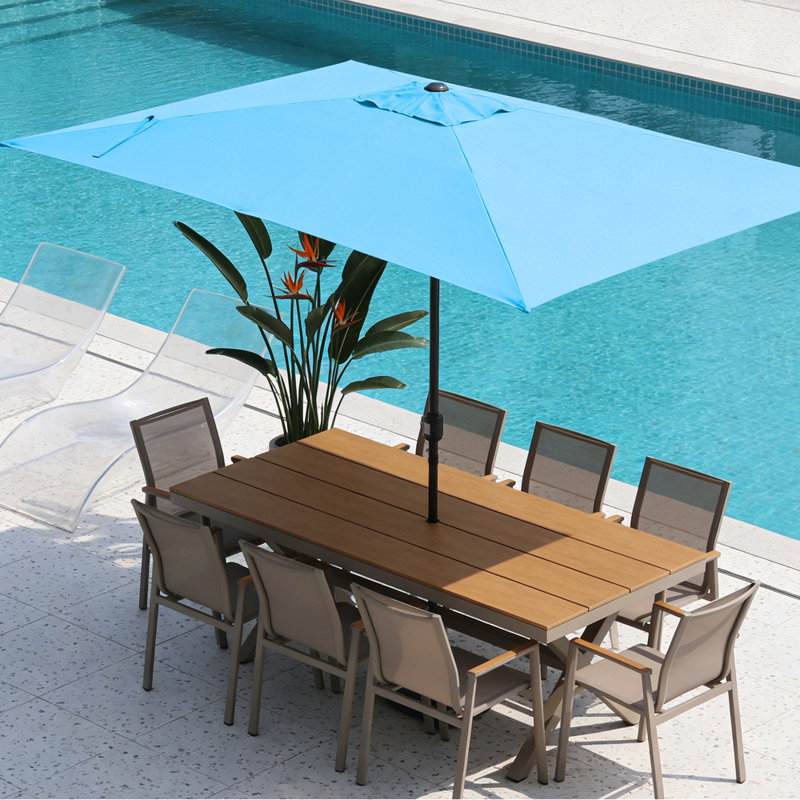 Bradford 120'' x 78'' Rectangular Market Umbrella, Aqua