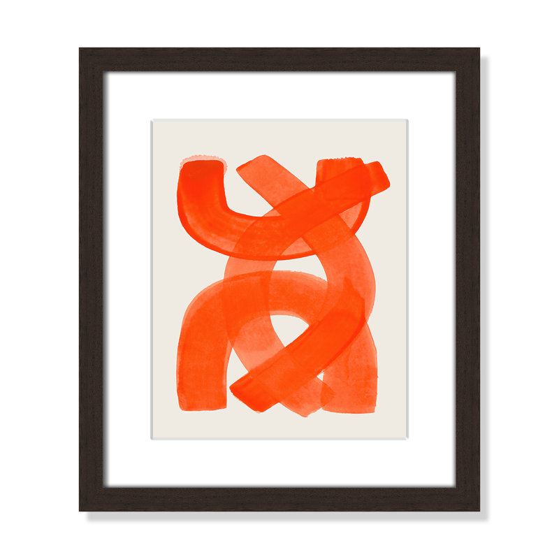 «Orange Strokes Print» par Haniff, Noyer à grain ouvert, Imprimé mat, L 13 po x H 15 po