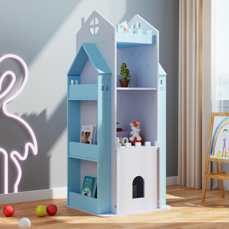 Bookcase, 106cm H x 45cm W x 45cm D, White/Blue
