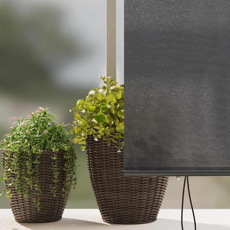 Vidaxl Outdoor Roller Blind Striped Fabric, 250cm L x 200cm W, Anthracite