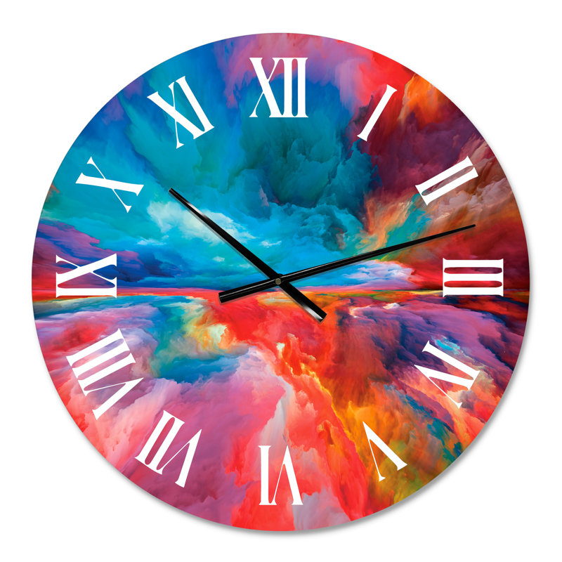 Horloge murale moderne en bleu et rouge, Petit