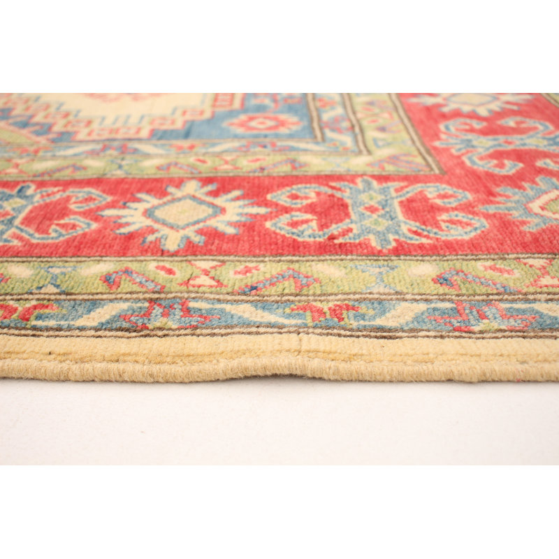 Tapis de zone en laine rouge/beige/brun 6 pi 8 po x 9 pi 9 po à la main-of-a-kind noué la 2010 Brosh