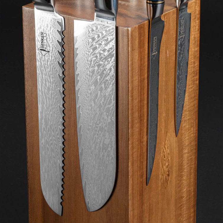 360 Knife Block - (Ebonized Walnut) Rotating - Magnetic - Best Universal Knife
