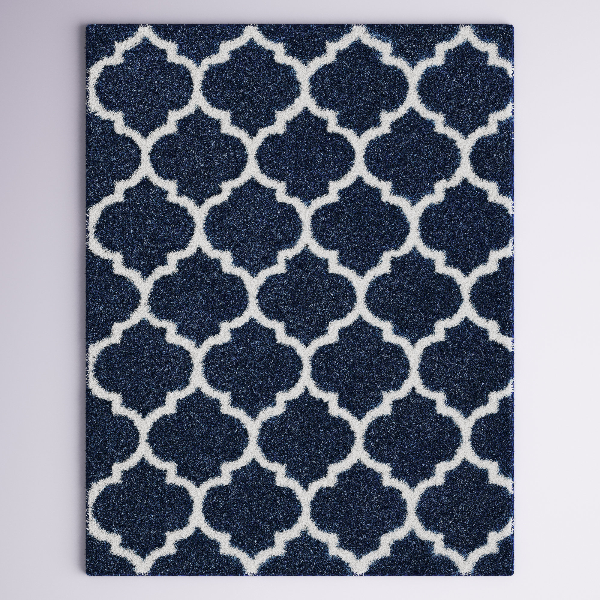 Etta Avenue Long Trellis Rectangular 100% Cotton Non-Slip Geometric Bath Rug Color: Silver