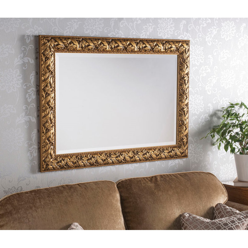 Solid Wood Rectangle Mirror, 170.5cm H x 78.5cm W, Gold