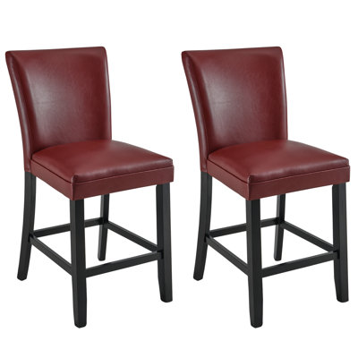 Flack Upholstered Counter Stool with Solid Wood Frame